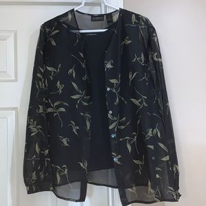 Liz Claiborne sheer buttoned blouse and tank